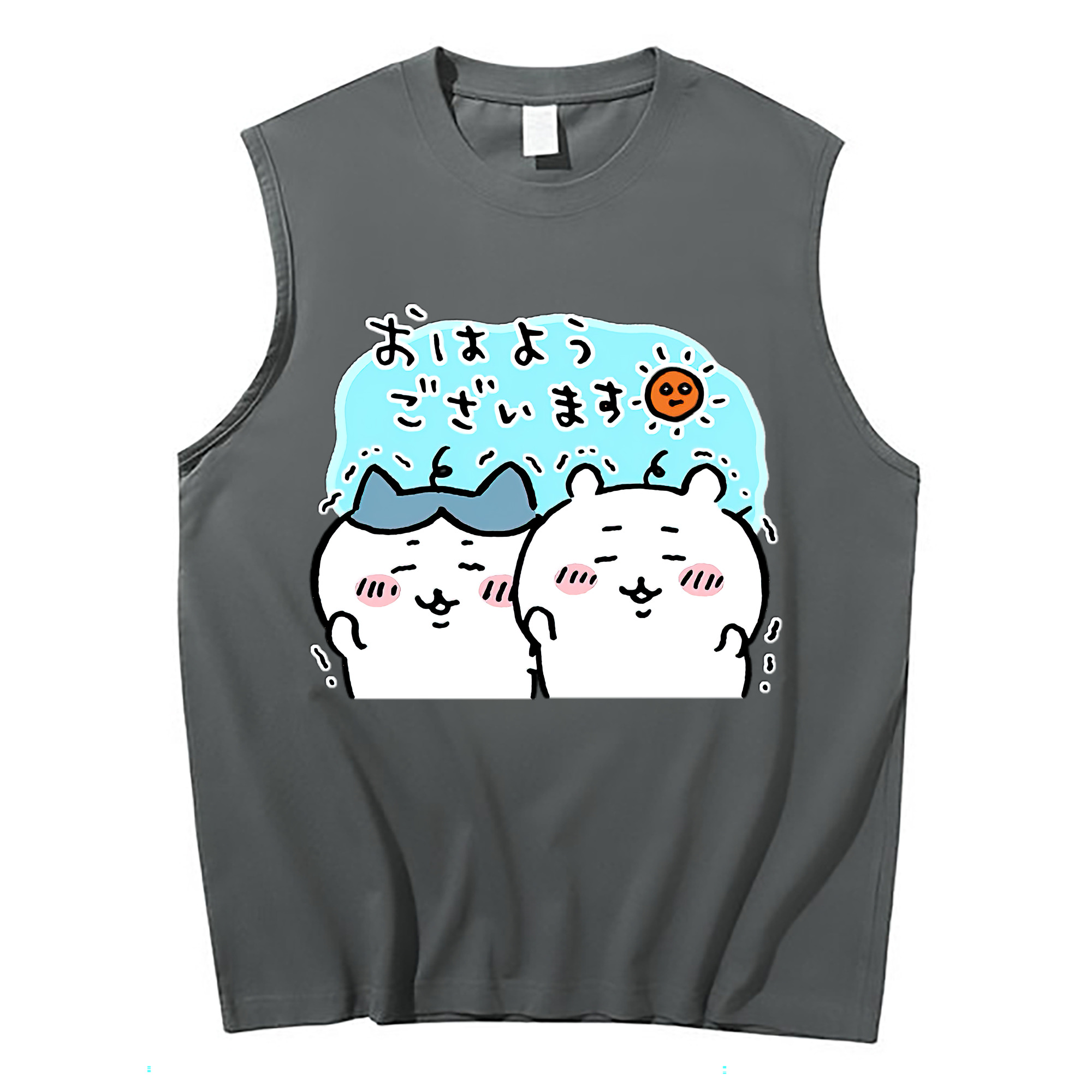 （画像用） ちいかわ ハチワレ Chii-kawa hachiware コットン100％タンクトップ（フロントプリント）
